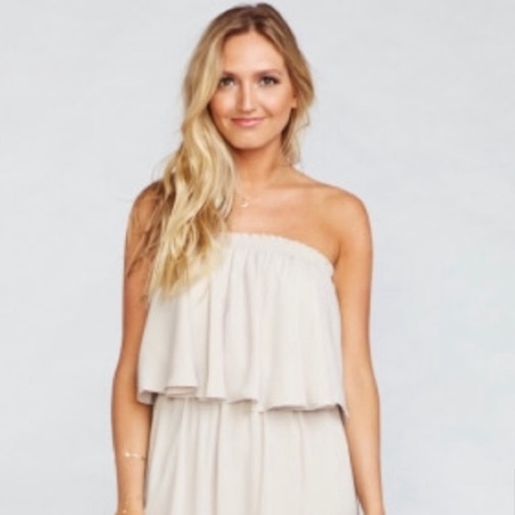 NWT Show Me Your Mumu Hacienda Maxi Dress SMALL Show Me The Ring Crisp beige - Picture 4 of 12
